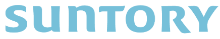 The Suntory wordmark, set in light blue lower-case letters.